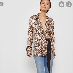 Like-New Topshop Animal Print Wrap Pyjama Shirt Sz 2